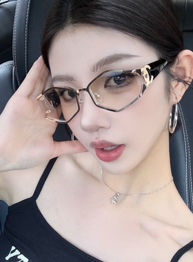 复古金属欧美老钱风镂空渐变墨镜