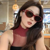 复古安可拉大红色猫眼墨镜女潮方圆脸显瘦高级网感防紫外线太阳镜
