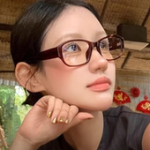 复古酒红色素颜眼镜方框欧美辣妹风高级网感配近视度数网红超轻女