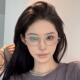 复古欧美风下半框金属猫眼眼镜女方圆脸显瘦高智感素颜可配近视潮