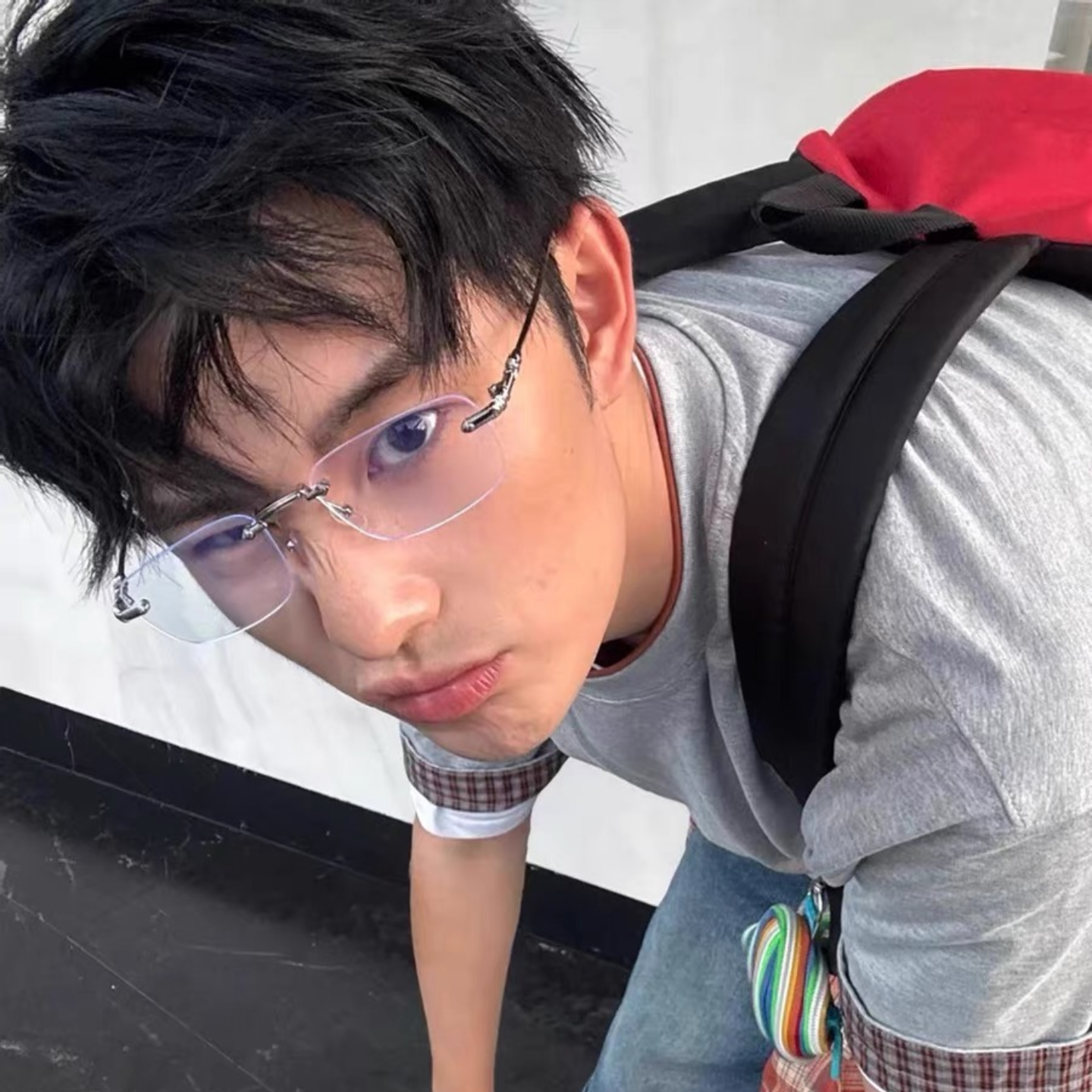 韩版潮男无边框方形斯文败类商务学院风学生素颜可配近视度数眼镜