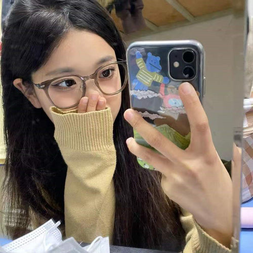 橄榄绿素颜学生镜女显瘦