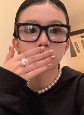 欧美复古大黑框方形百搭素颜眼镜配近视高度数网感拍照圆脸显瘦女