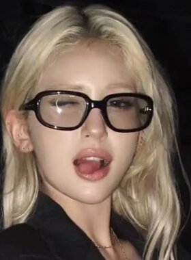 somi同款黑框高智感方圆脸眼镜女