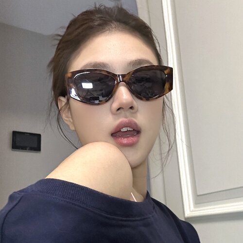 复古豹纹宽边大框猫眼墨镜女欧美