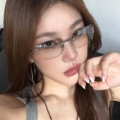 韩版 新款 无边框星星渐变水银墨镜女中古亚裔辣妹风高级感太阳眼镜