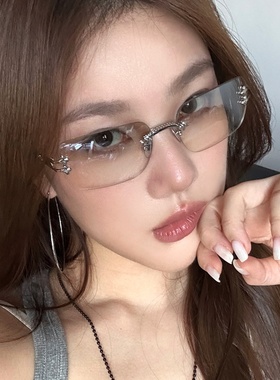 韩版新款无边框星星渐变水银墨镜