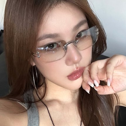 韩版新款无边框星星渐变水银墨镜女中古亚裔辣妹风高级感太阳眼镜