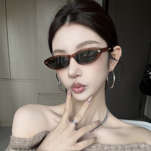 复古欧美风小框猫眼墨镜女方圆脸修饰颧骨高级网感防紫外线太阳镜