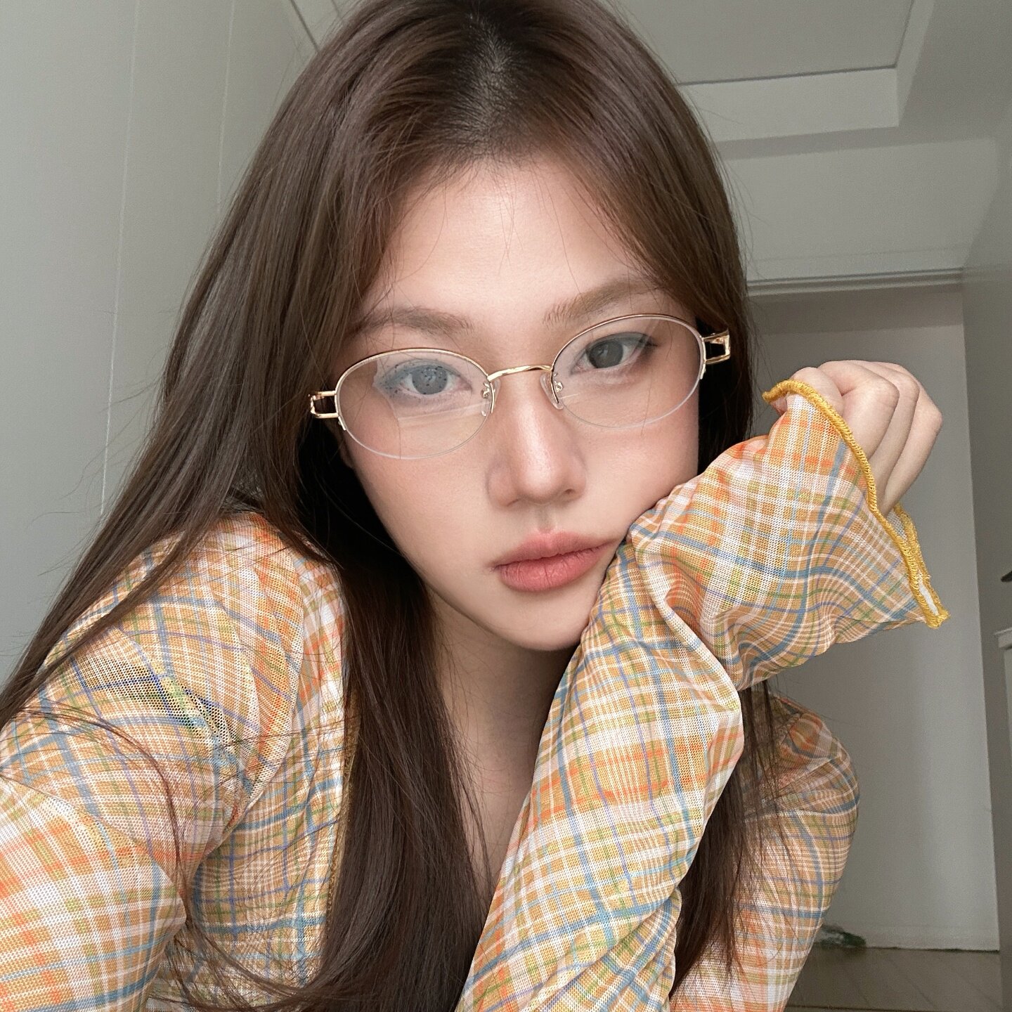 复古金属椭圆半框素颜眼镜韩女潮大脸显瘦高智网感学生配近视度数