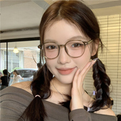 轻日系复古茶色学生素颜眼镜网红配近视高度数防蓝光平光韩版 潮女