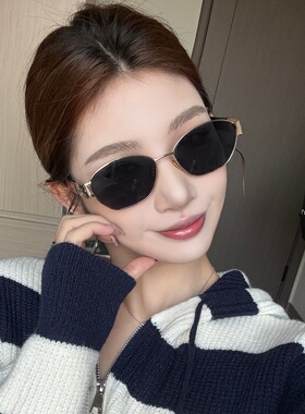 复古金属老钱风墨镜女多边形显瘦