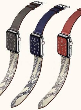 适用iwatch8UItra爱马/仕表带applewatch苹果SE765手表带真皮新款