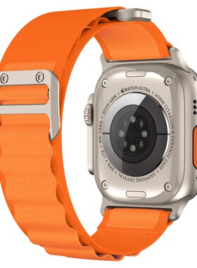 适用于iwatch表带ultra野径回环applewatch苹果手表尼龙s编织7/8创意49MM改装高山运动单圈44款橙星光色6se5