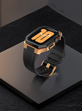 适用ultra 49mm金属改装 透明保护壳套applewatch78se2氟橡胶手表带WD一体壳造苹果44iwatch3456rm理查德45