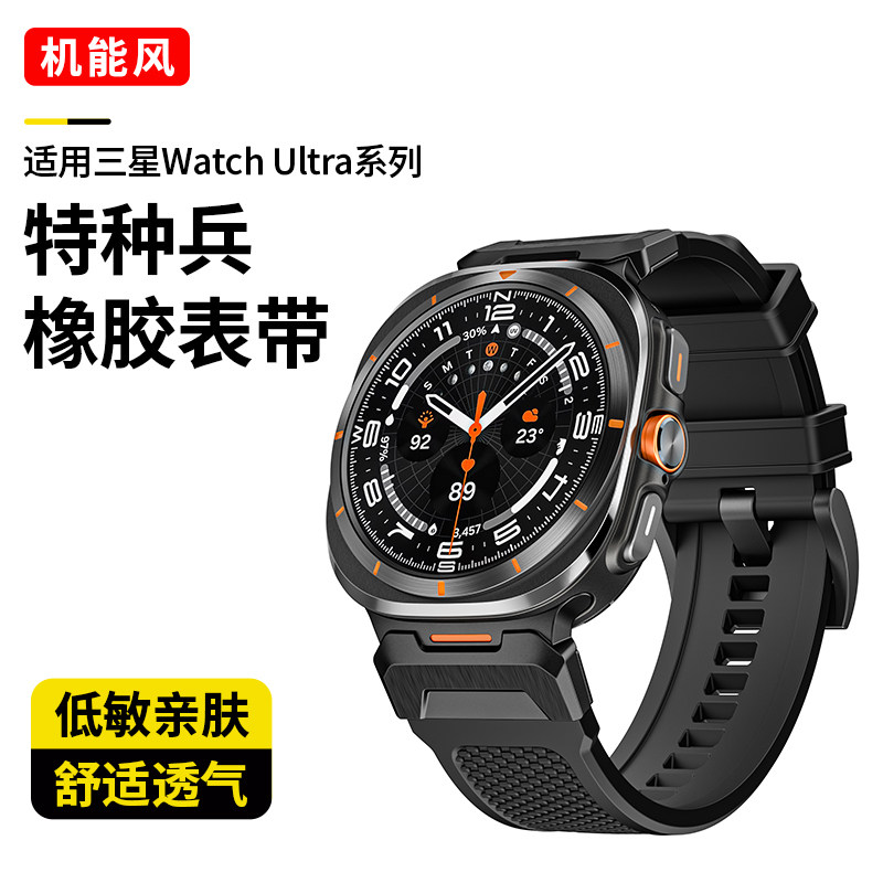 适用WatchUltra机能风兵橡胶表带
