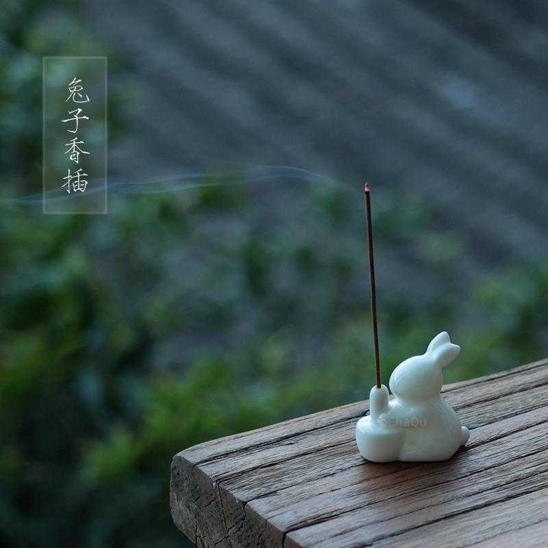 小动物兔子香插香炉玉兔捣药