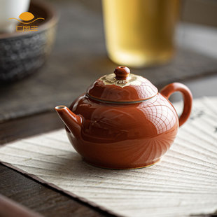 七宝丰X北溪堂名 鎏金24K茶壶 矾红侧耳过滤功夫茶具 顺丰包邮