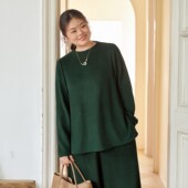 宽松女装 美丽客栈大码 秋冬内搭打底衫 修身 墨绿色针织衫 女秋冬新款