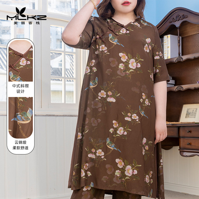 美丽客栈大码中式复古连衣裙