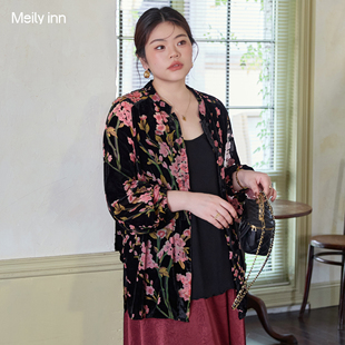 胖mm200斤气质丝绒上衣 轻奢高级感大码 美丽客栈早秋女装 2025新款
