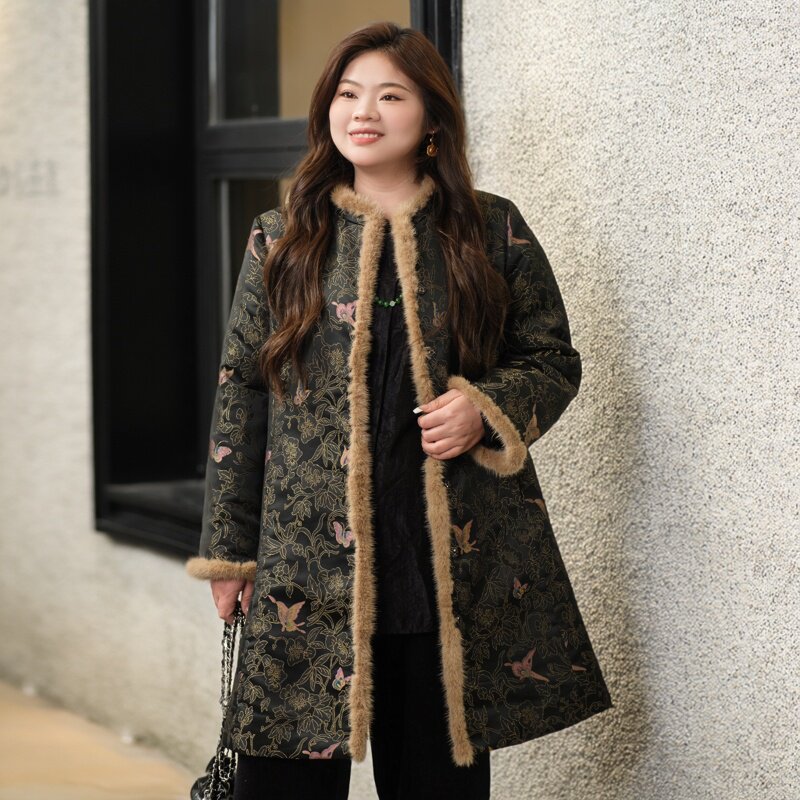 【行棉工艺】美丽客栈麂皮绒丝绵内胆棉服大码女装冬季国风外套女