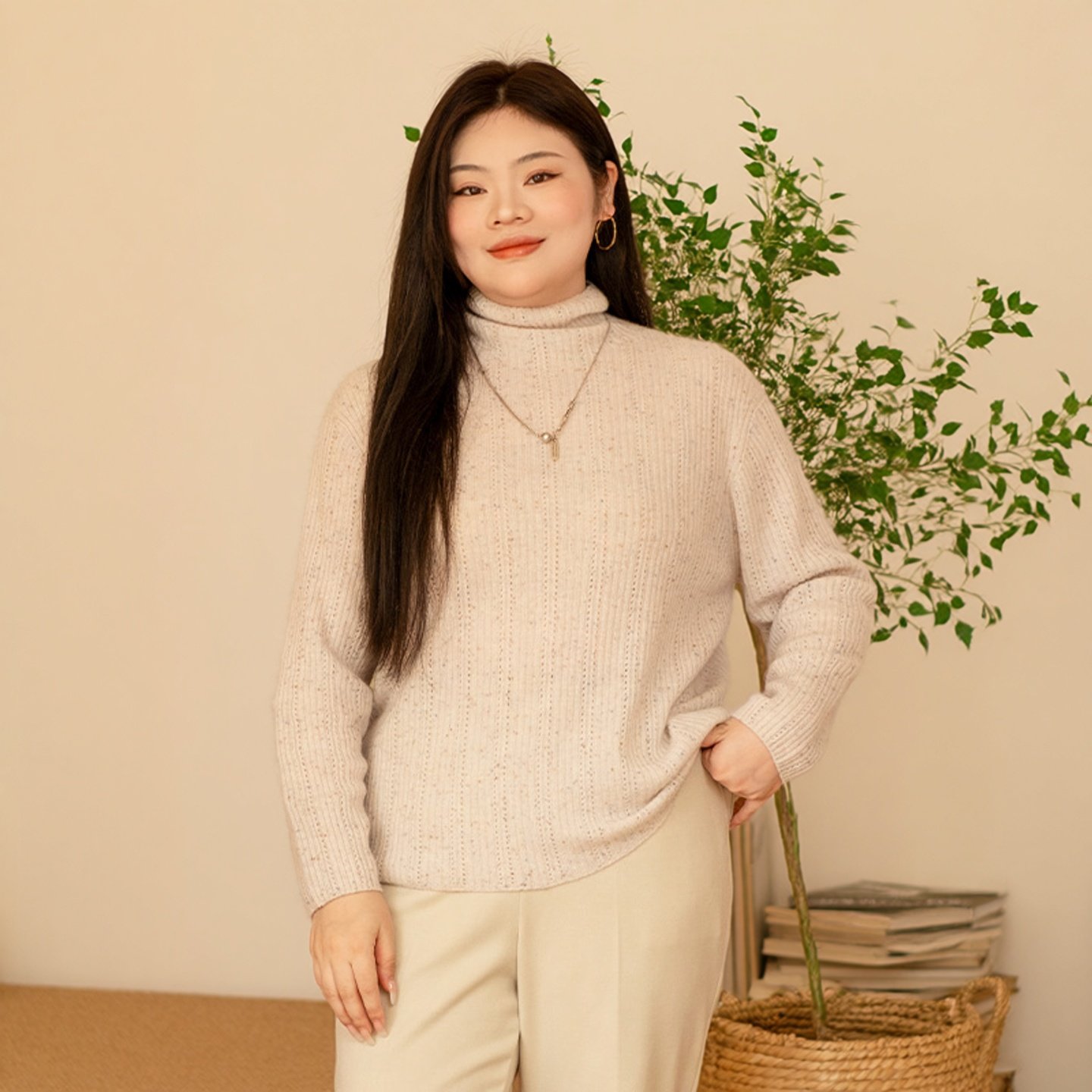 【100%羊绒】美丽客栈高端大码针织衫女胖mm200斤显瘦高级感毛衣,女装/女士精品,羊绒衫,淘宝优惠券,粉丝福利购,淘宝优惠卷