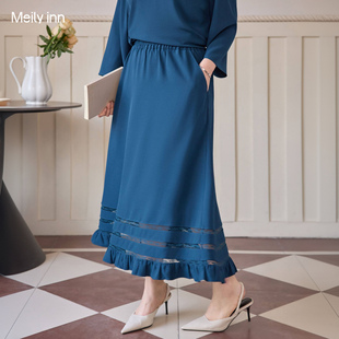 美丽客栈高端大码半身裙女胖mm显瘦遮肚梨型身材中长款气质a字裙