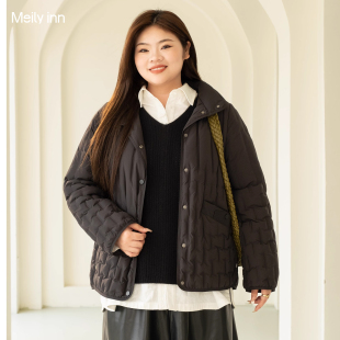 羽绒服大码 美丽客栈短款 女装 胖mm冬季 轻薄外套女 新款 85%鹅绒