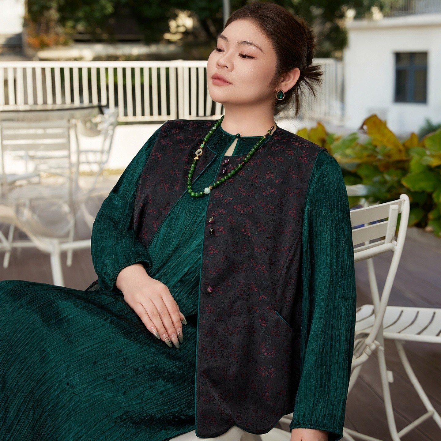 美丽客栈原创高端大码女装胖mm200斤加肥加大新中式缎面春秋马甲,女装/女士精品,常规大码外套,淘宝优惠券,粉丝福利购,淘宝优惠卷