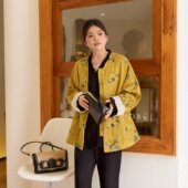 美丽客栈高端大码 冬装 棉服女胖mm200斤轻奢质感显瘦宽松提花外套