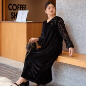 胖mm巨显瘦裙子轻奢高级感200斤气质丝绒连衣裙 美丽客栈高端大码