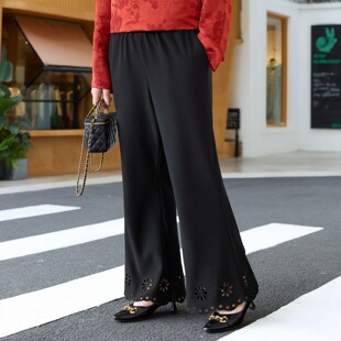 胖mm遮胯显瘦休闲裤 美丽客栈大码 四面弹加绒喇叭裤 2025冬新款 女装