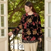 女装 2025冬新款 100%桑蚕丝丝绒衬衫 美丽客栈大码 胖mm120 220斤女