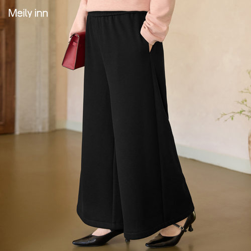 美丽客栈大码加绒羊毛阔腿裤