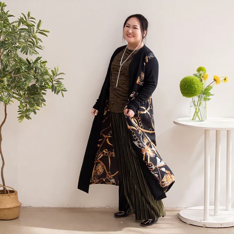 美丽客栈宽松大码冰丝针织开衫