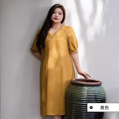 清新碎花大码显瘦连衣裙