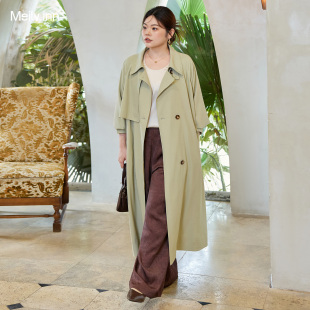外套新款 美丽客栈高级感绿色风衣大码 高端气质中长款 2025秋季 女装