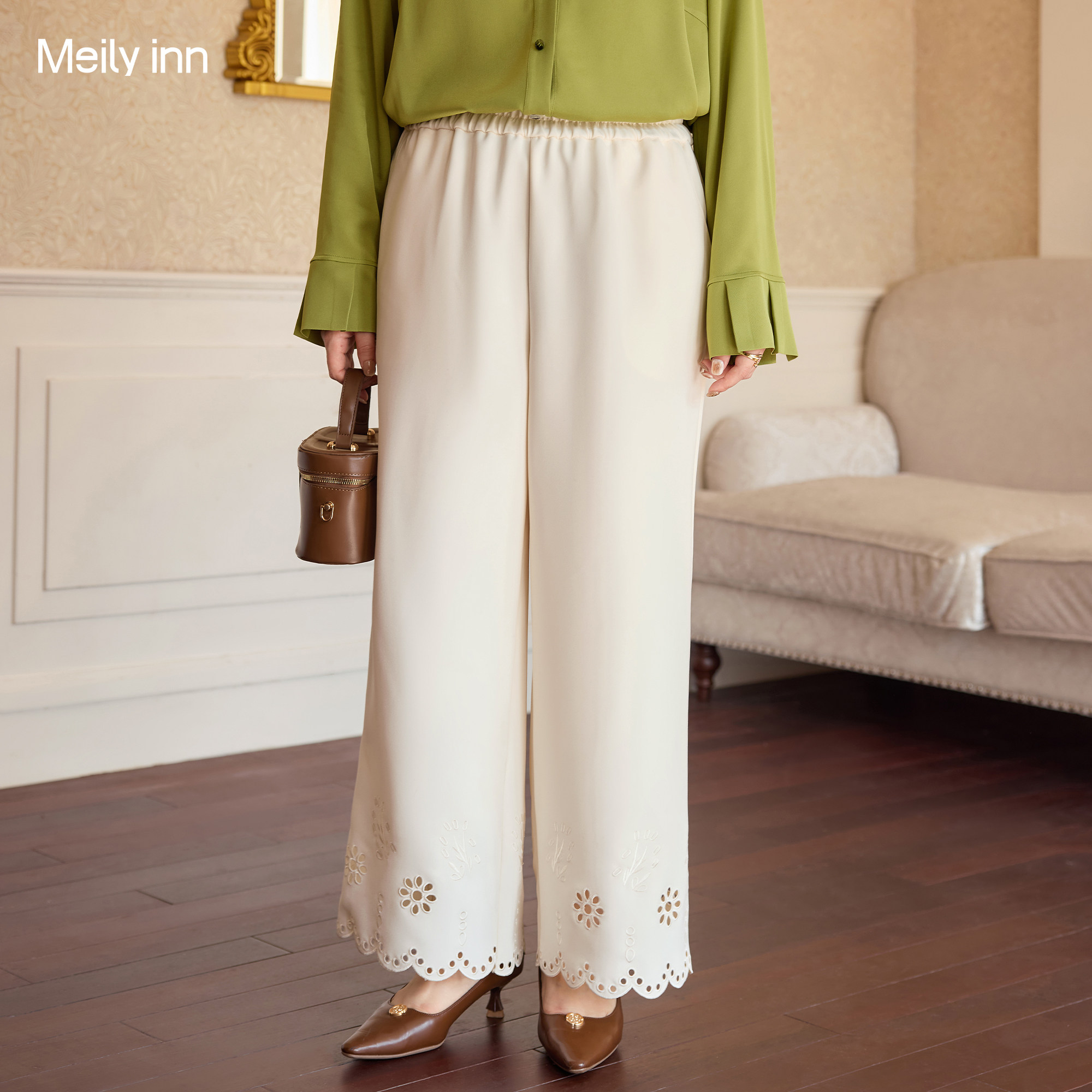 美丽客栈高端大码裤子女胖mm冬质感舒适显瘦醋酸绣花垂感阔腿长裤,女装/女士精品,大码裤装,淘宝优惠券,粉丝福利购,淘宝优惠卷