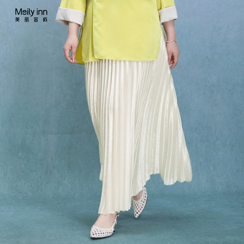 美丽客栈a字冰花绉高级半身裙春