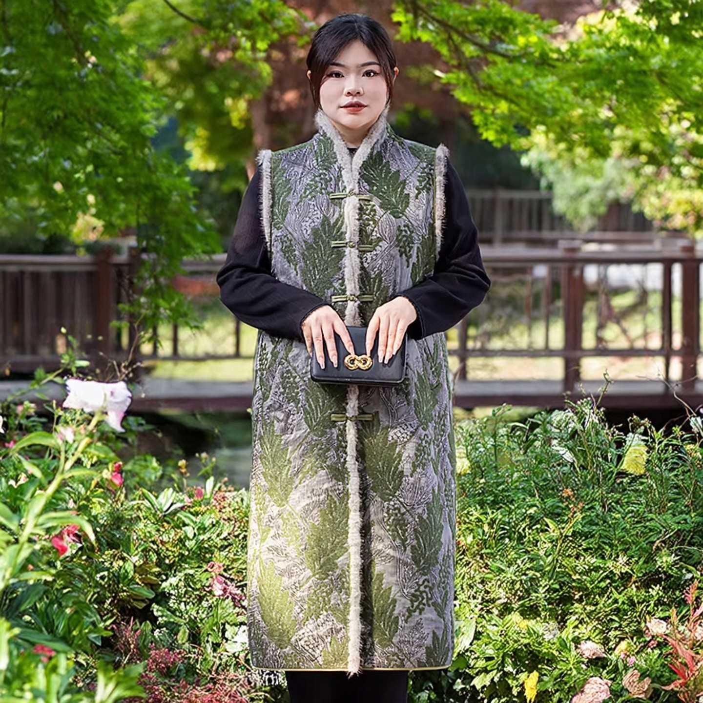 美丽客栈金枝欲孽外搭保暖坎肩长款马甲女冬大码胖mm新中式水貂毛