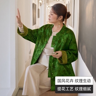 国风提花2025新款 新中式 胖mm端庄大气保暖棉服女 女装 美丽客栈大码