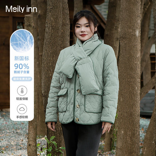 美丽客栈宽松版鹅绒短款羽绒服