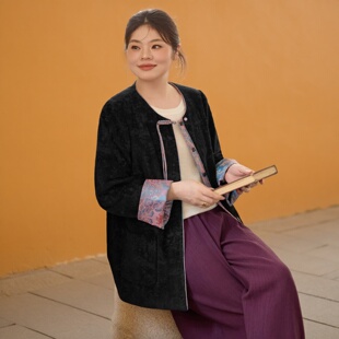 美丽客栈高端大码女装新中式国风外套盘扣设计胖mm遮肉显瘦上衣