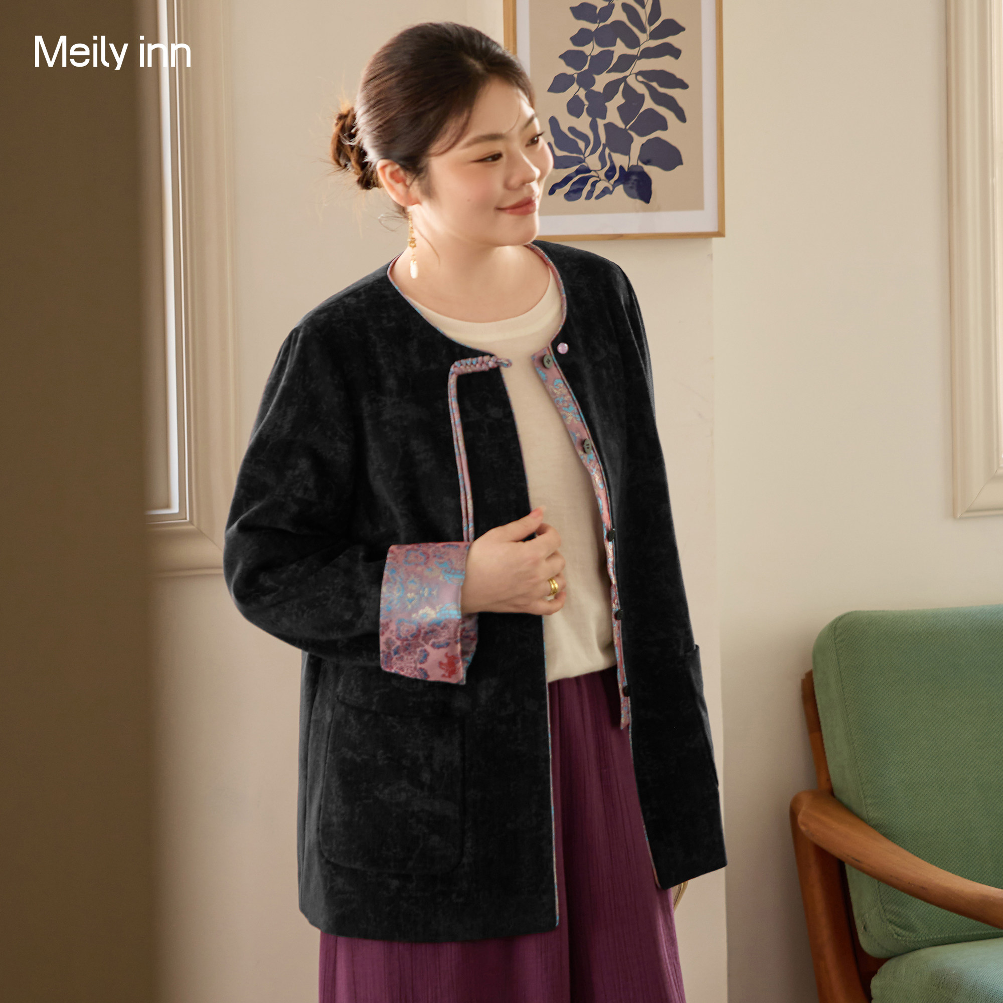 美丽客栈高端大码女装新中式国风外套盘扣设计胖mm遮肉显瘦上衣,女装/女士精品,常规大码外套,淘宝优惠券,粉丝福利购,淘宝优惠卷