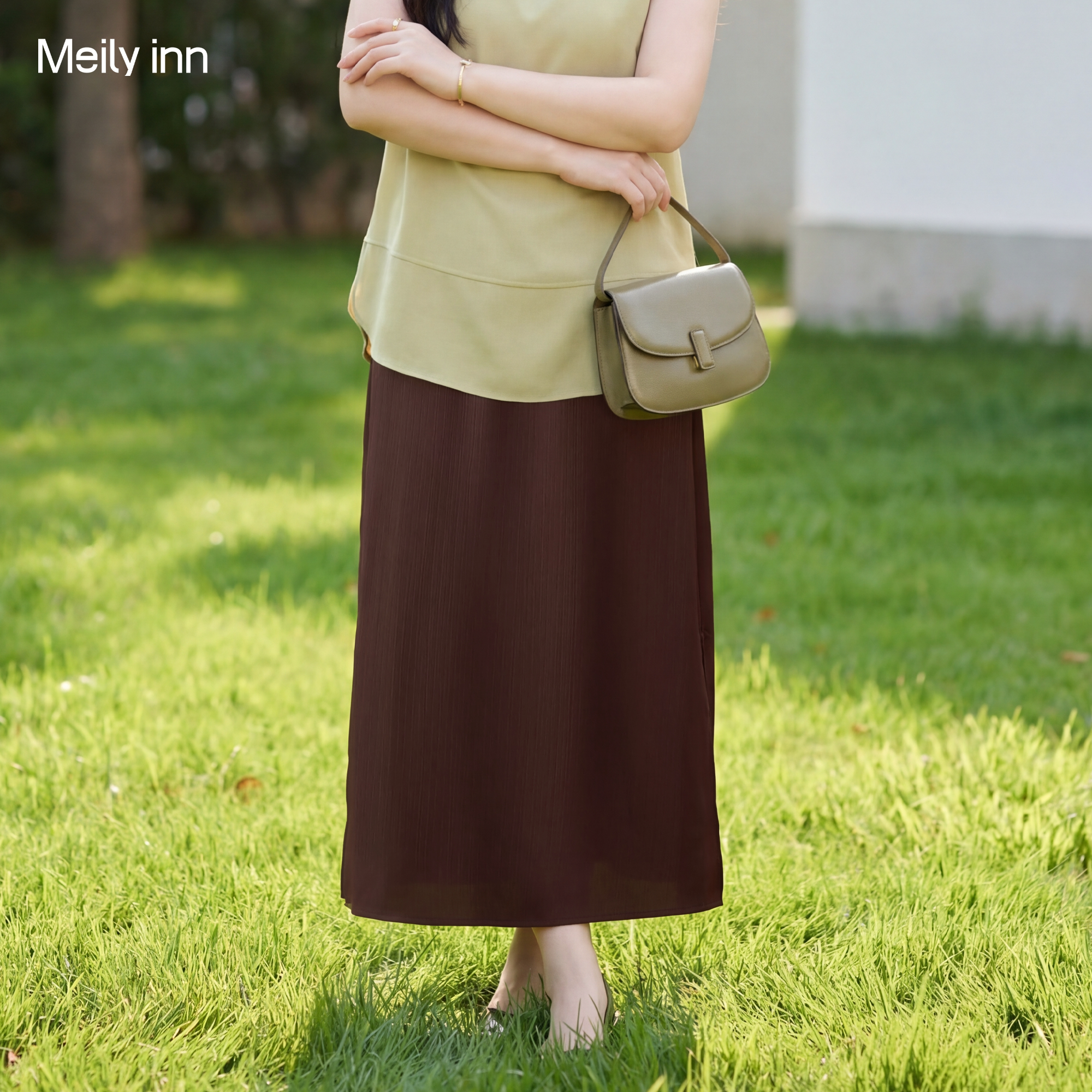 美丽客栈高端大码女装春新款美拉德咖色半身裙女胖mm显瘦遮肚裙子
