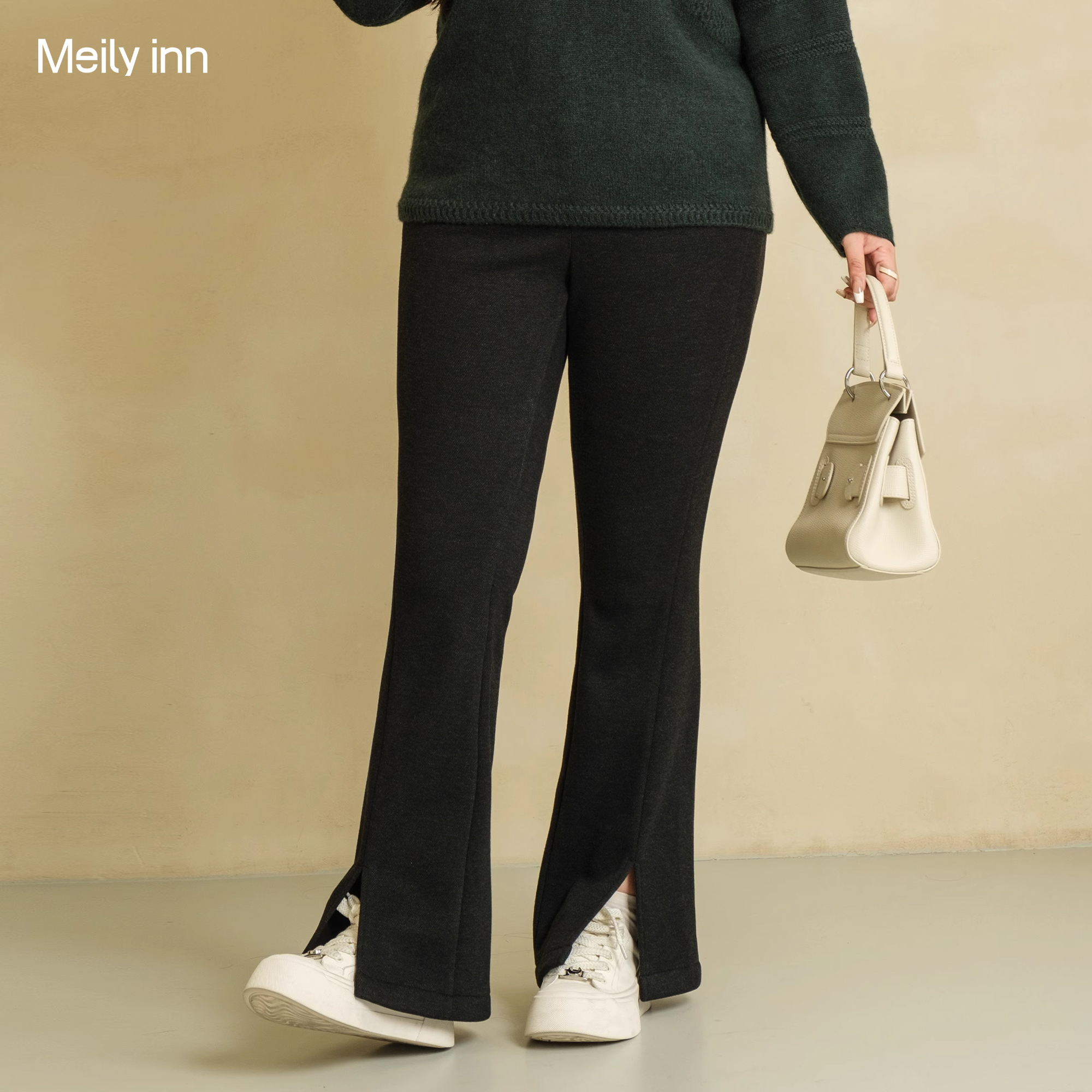 美丽客栈秋冬弹力双层裤子女