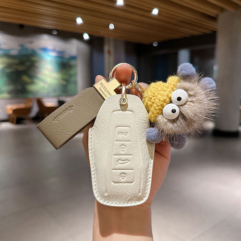 钥匙套包壳扣超纤皮吉利简约风格