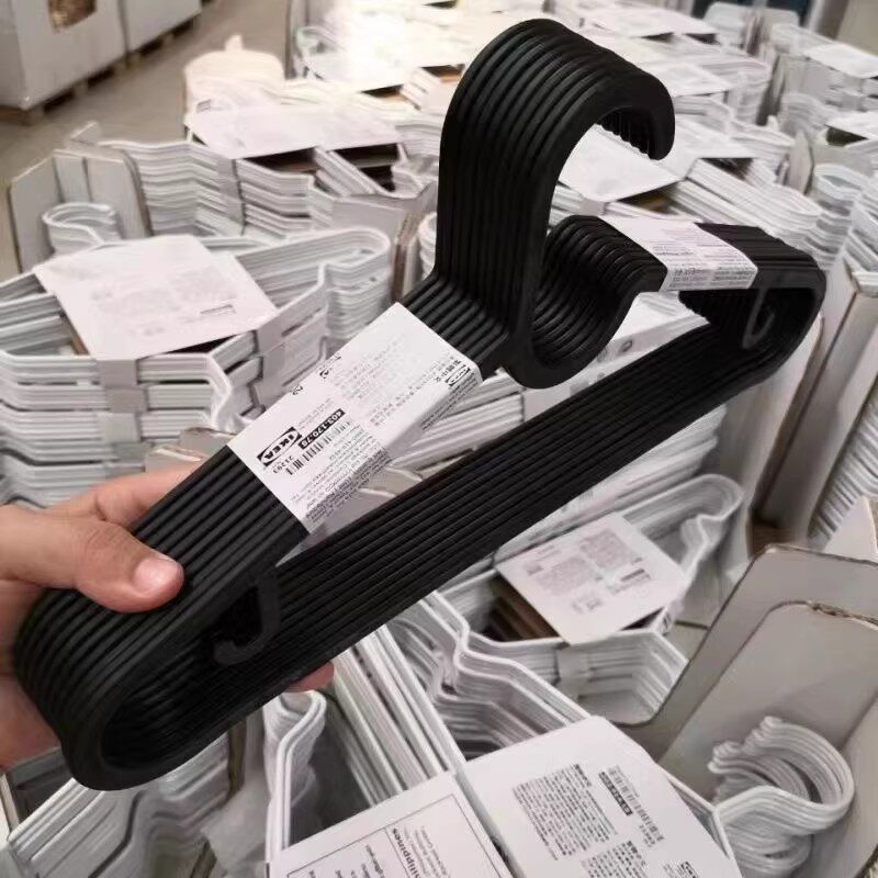 宜家国内代购IKEA埃斯汀衣架10个黑色塑料晾衣架防紫外线防滑衣架