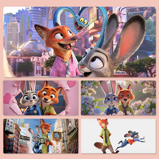 疯狂动物城鼠标垫超大号动漫卡通办公桌垫加厚学生宿舍游戏滑鼠垫